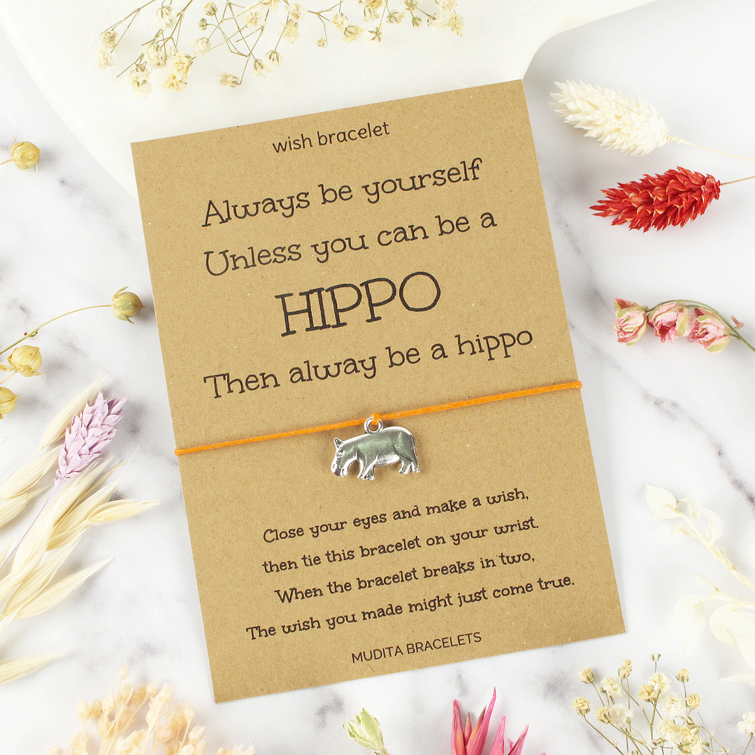 Be Yourself Hippo Charm Wish Bracelet