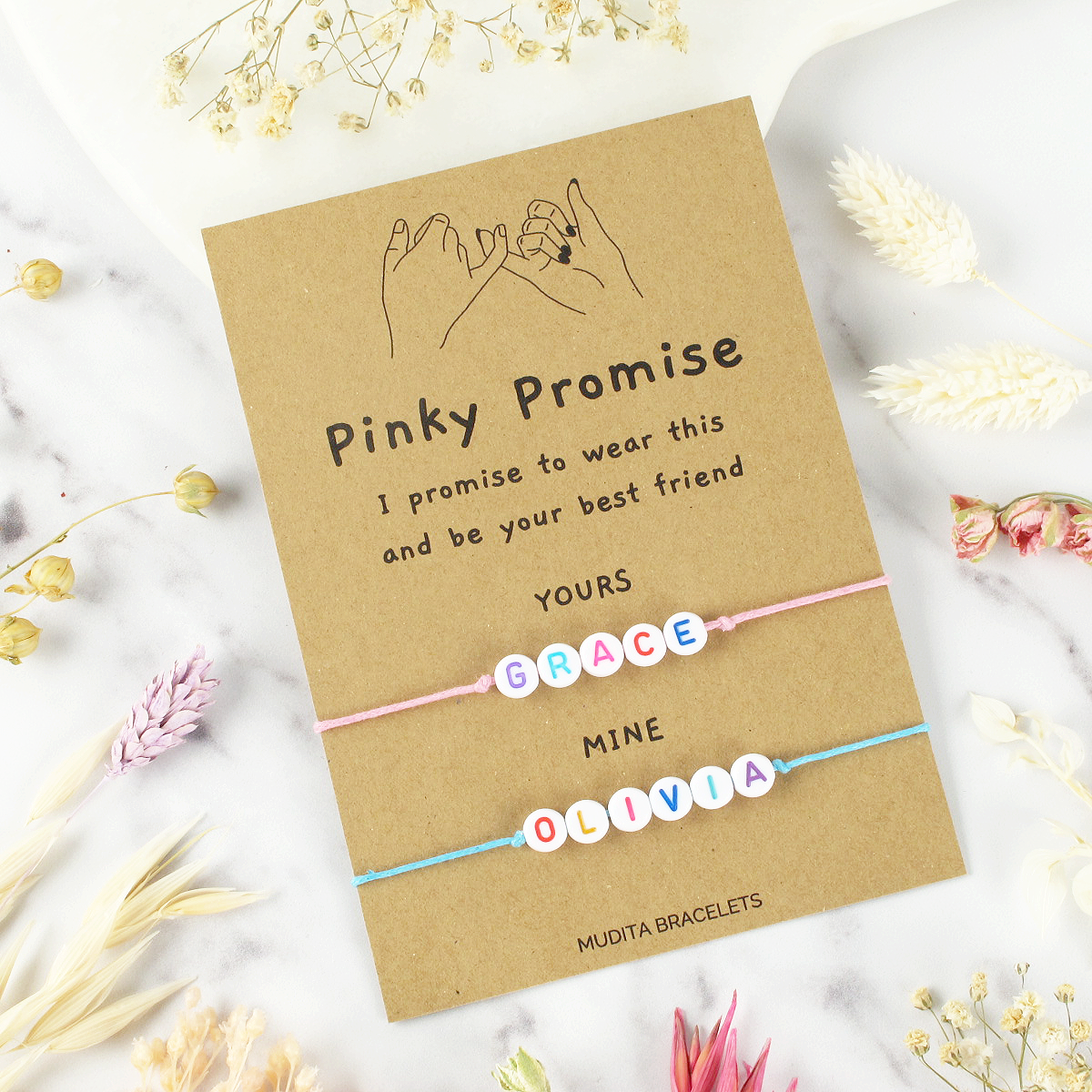 Personalised Pinky Promise Name Bracelets Mudita Bracelets