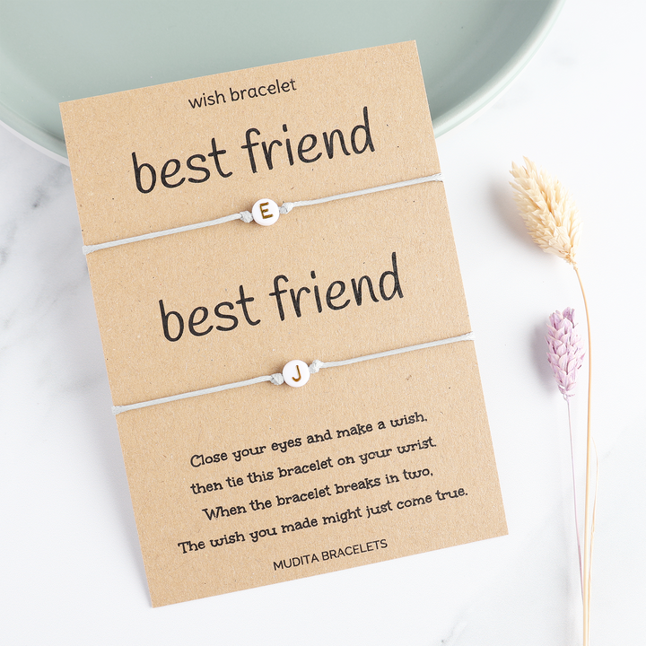 Best Friends Initial Wish Bracelet Set