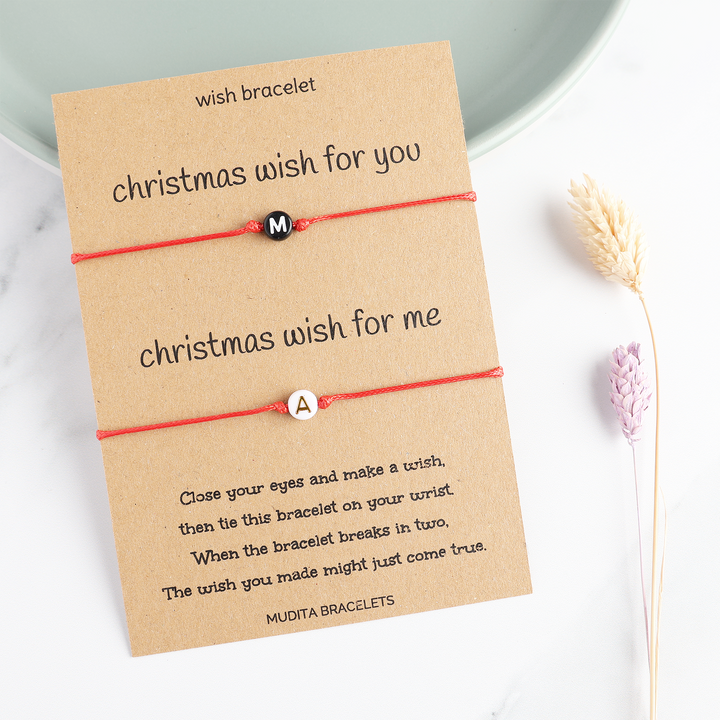 Christmas Initial Wish Bracelet Set