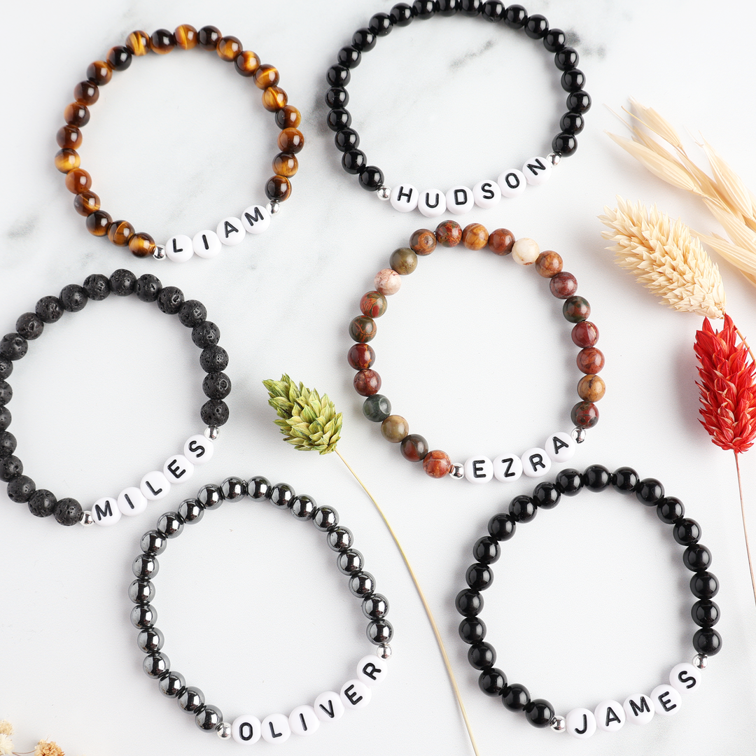 Mens Personalised Beaded Bracelet