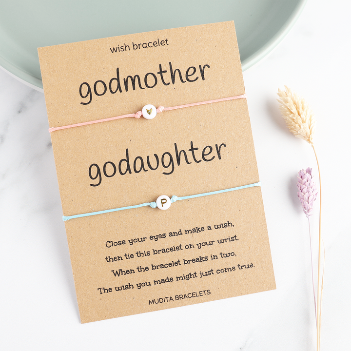 Godmother & Godaughter Initial Wish Bracelet