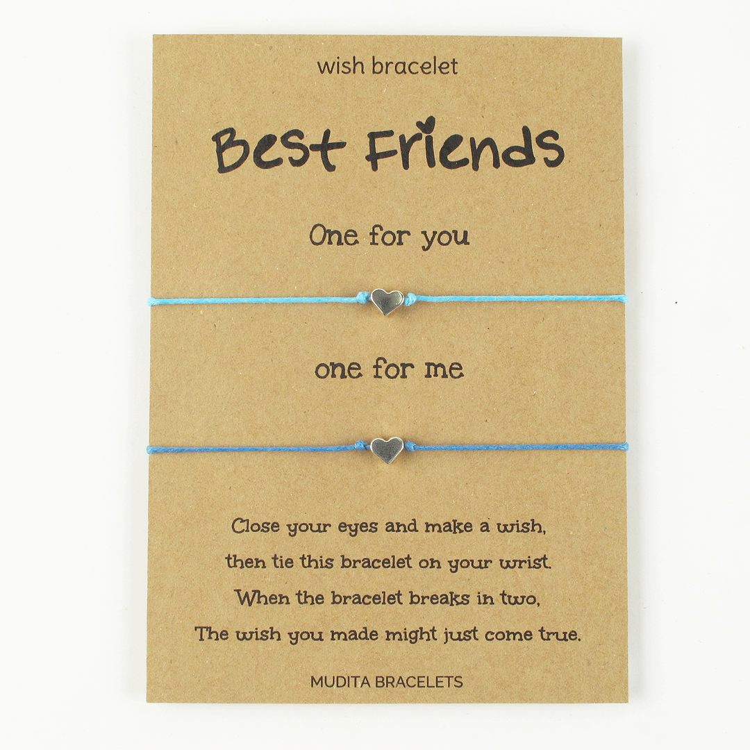 Best Friends Heart Charm Wish Bracelets