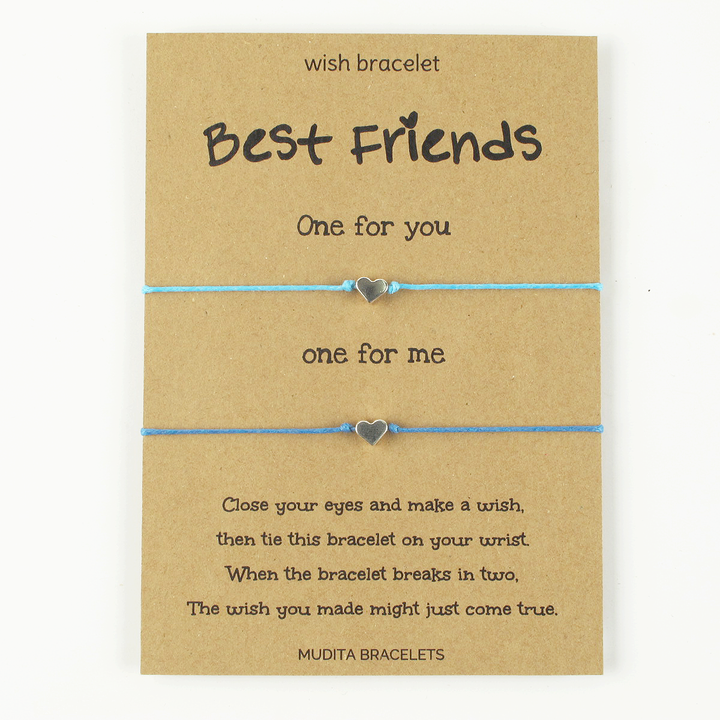 Best Friends Heart Charm Wish Bracelets