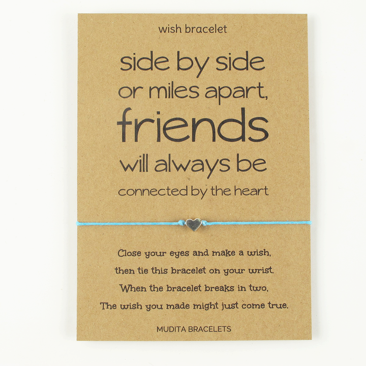 Friends Side By Side Heart Charm Wish Bracelet