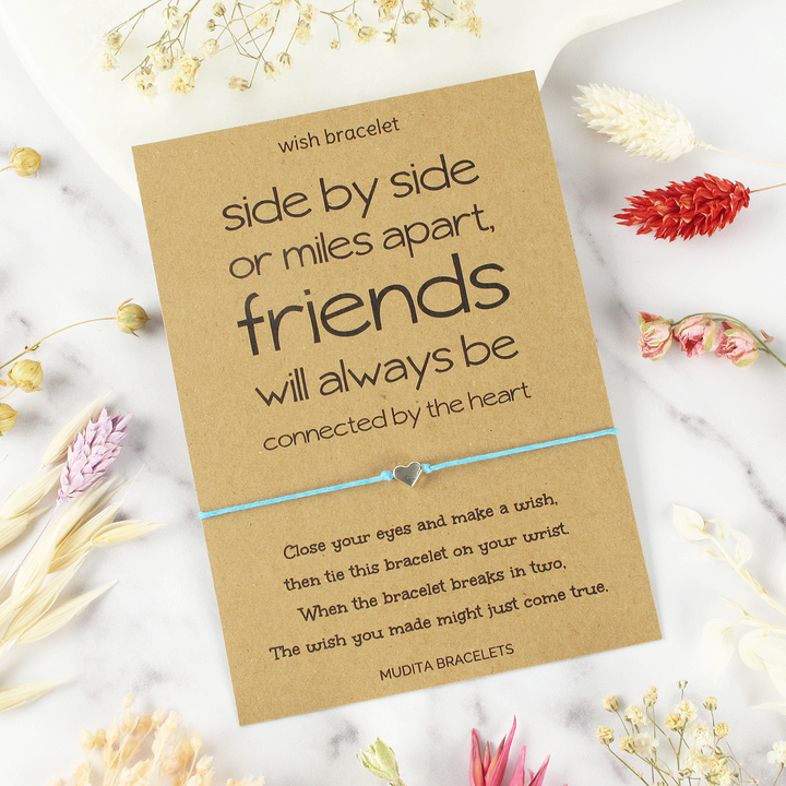 Friends Side By Side Heart Charm Wish Bracelet