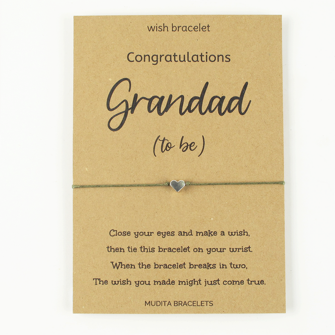Grandad To Be Heart Charm Wish Bracelet