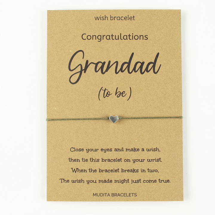 Grandad To Be Heart Charm Wish Bracelet