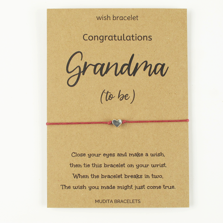 Grandma To Be Heart Charm Wish Bracelet