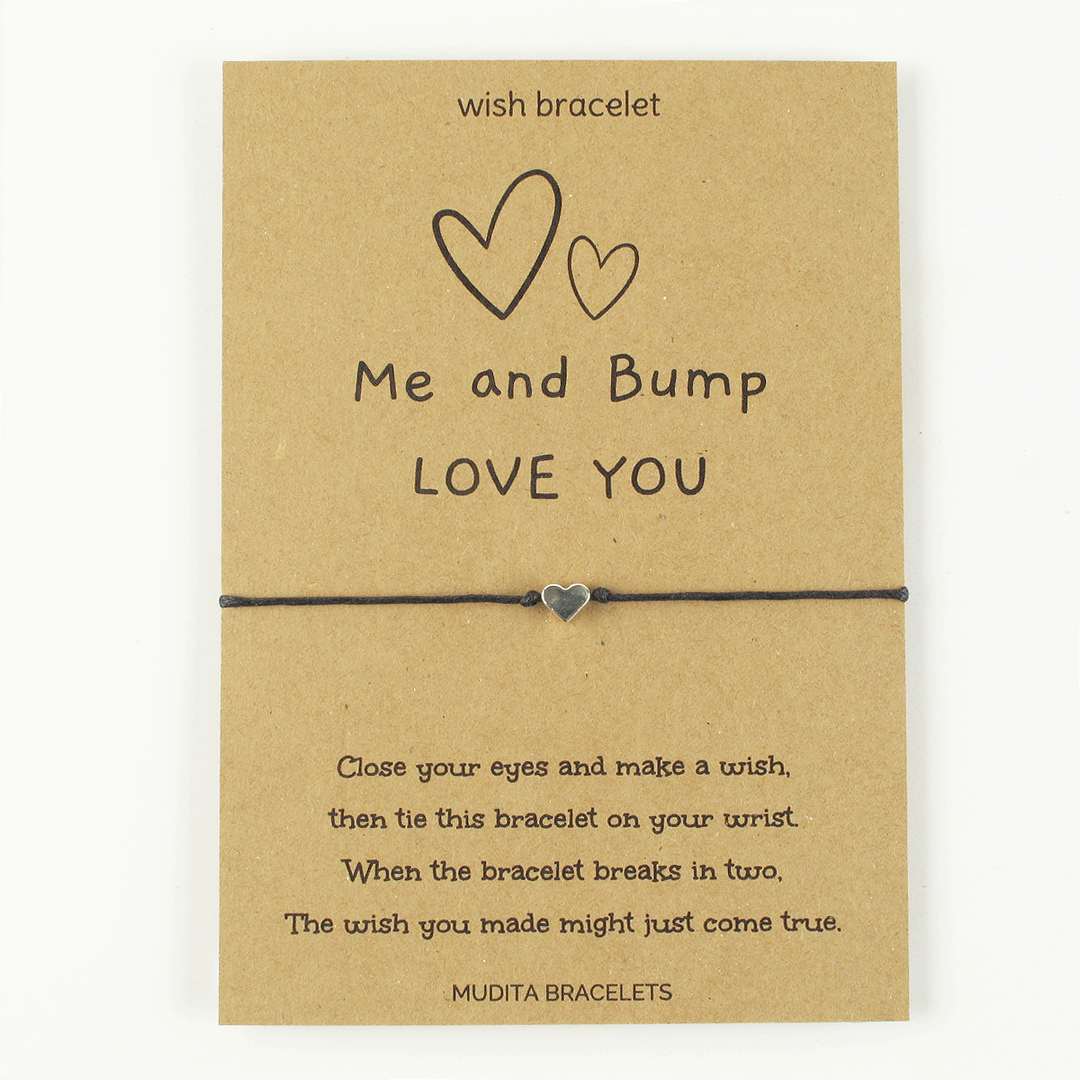 Me And Bump Love You Heart Charm Wish Bracelet