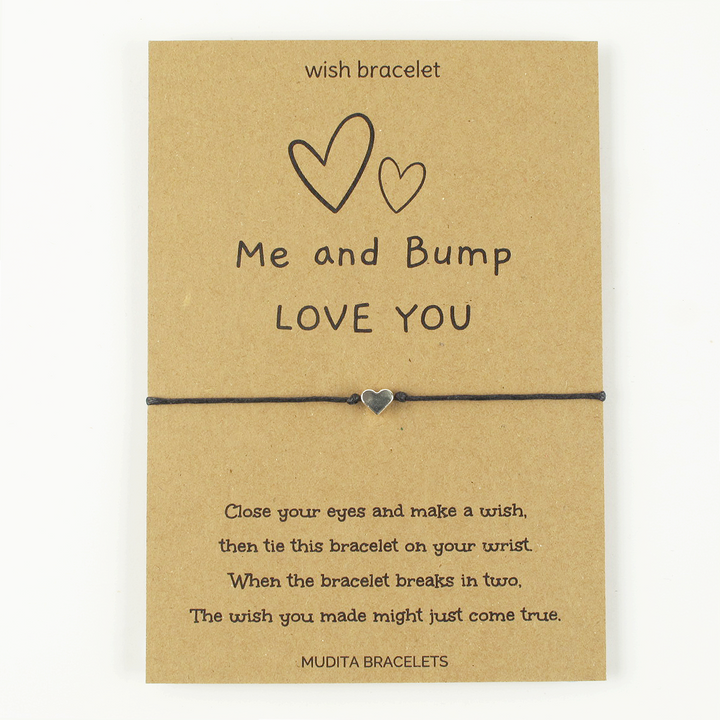 Me And Bump Love You Heart Charm Wish Bracelet