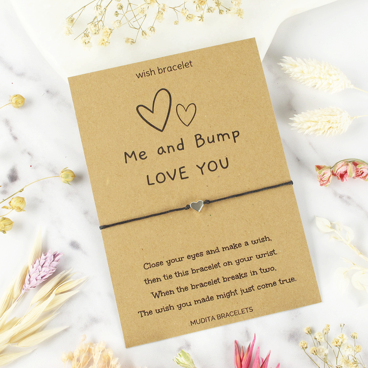 Me And Bump Love You Heart Charm Wish Bracelet