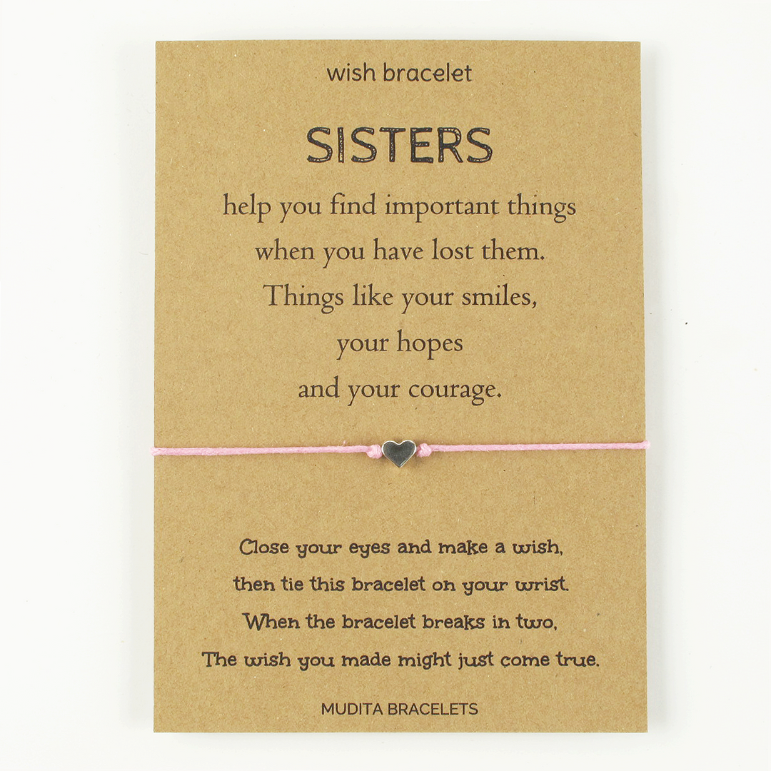 Sisters Help You Heart Charm Wish Bracelet