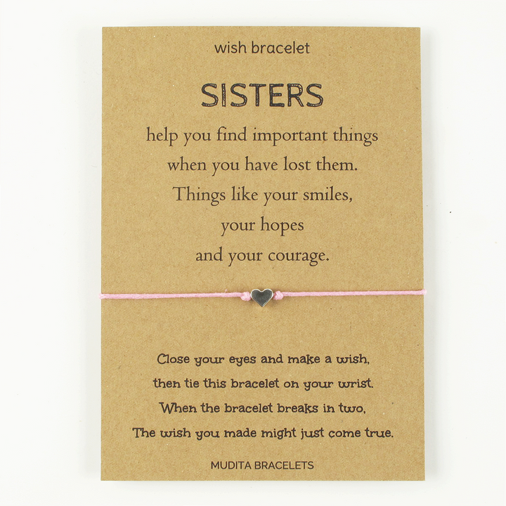 Sisters Help You Heart Charm Wish Bracelet