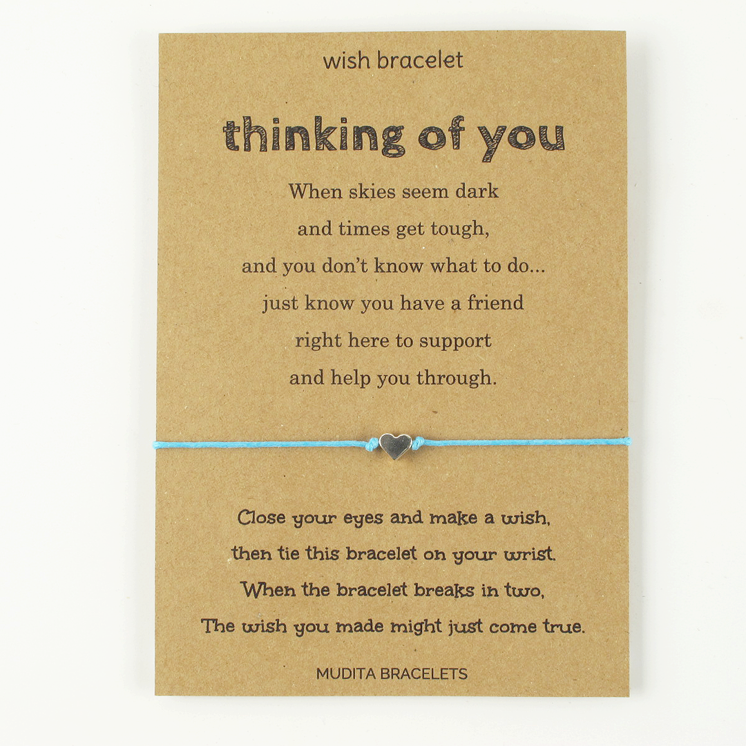 Thinking Of You Heart Charm Wish Bracelet