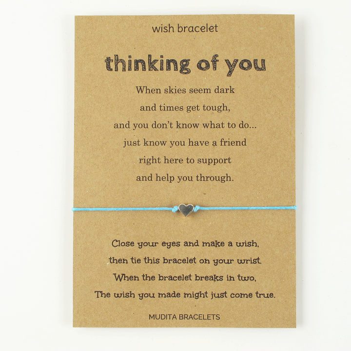 Thinking Of You Heart Charm Wish Bracelet