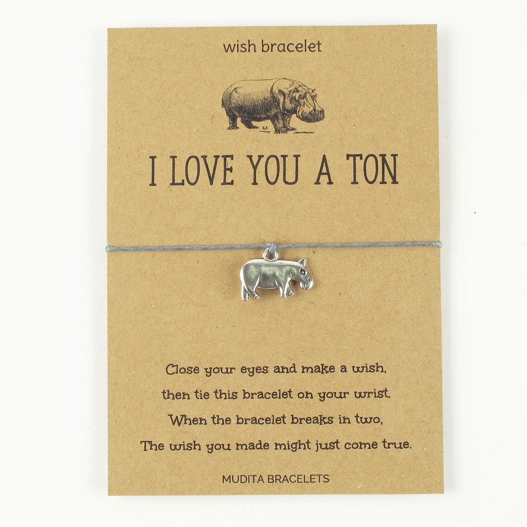 I Love You A Ton Hippo Charm Wish Bracelet