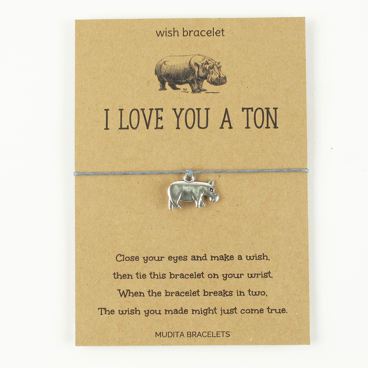 I Love You A Ton Hippo Charm Wish Bracelet