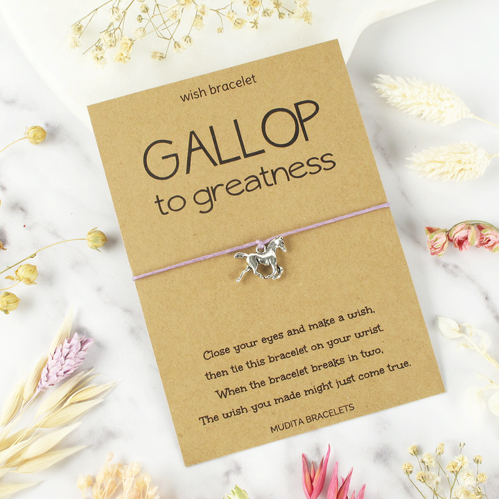 Gallop To Greatness Horse Charm Wish Bracelet