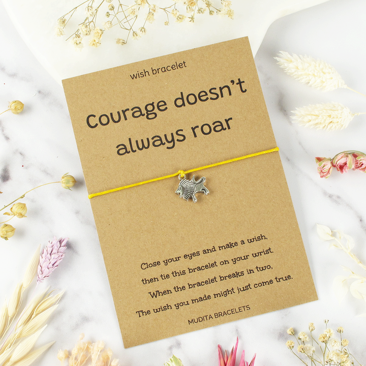 Courage Lion Charm Wish Bracelet