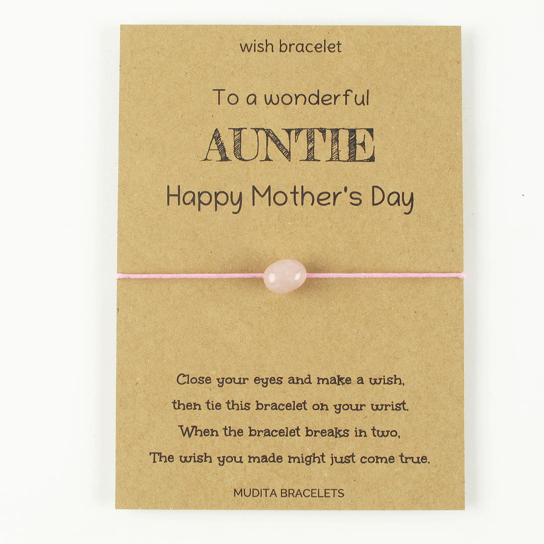Auntie Mother's Day Rose Quartz Wish Bracelet