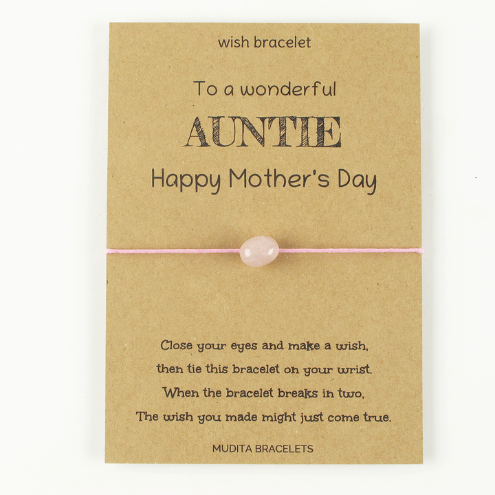 Auntie Mother's Day Rose Quartz Wish Bracelet