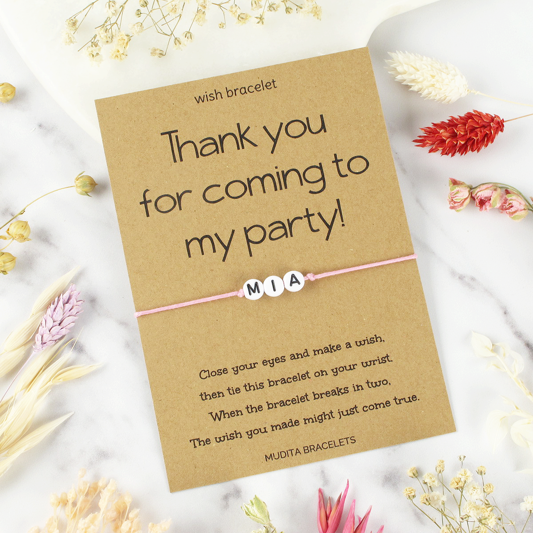 Personalised Thank you Party Wish Bracelet Mudita Bracelets