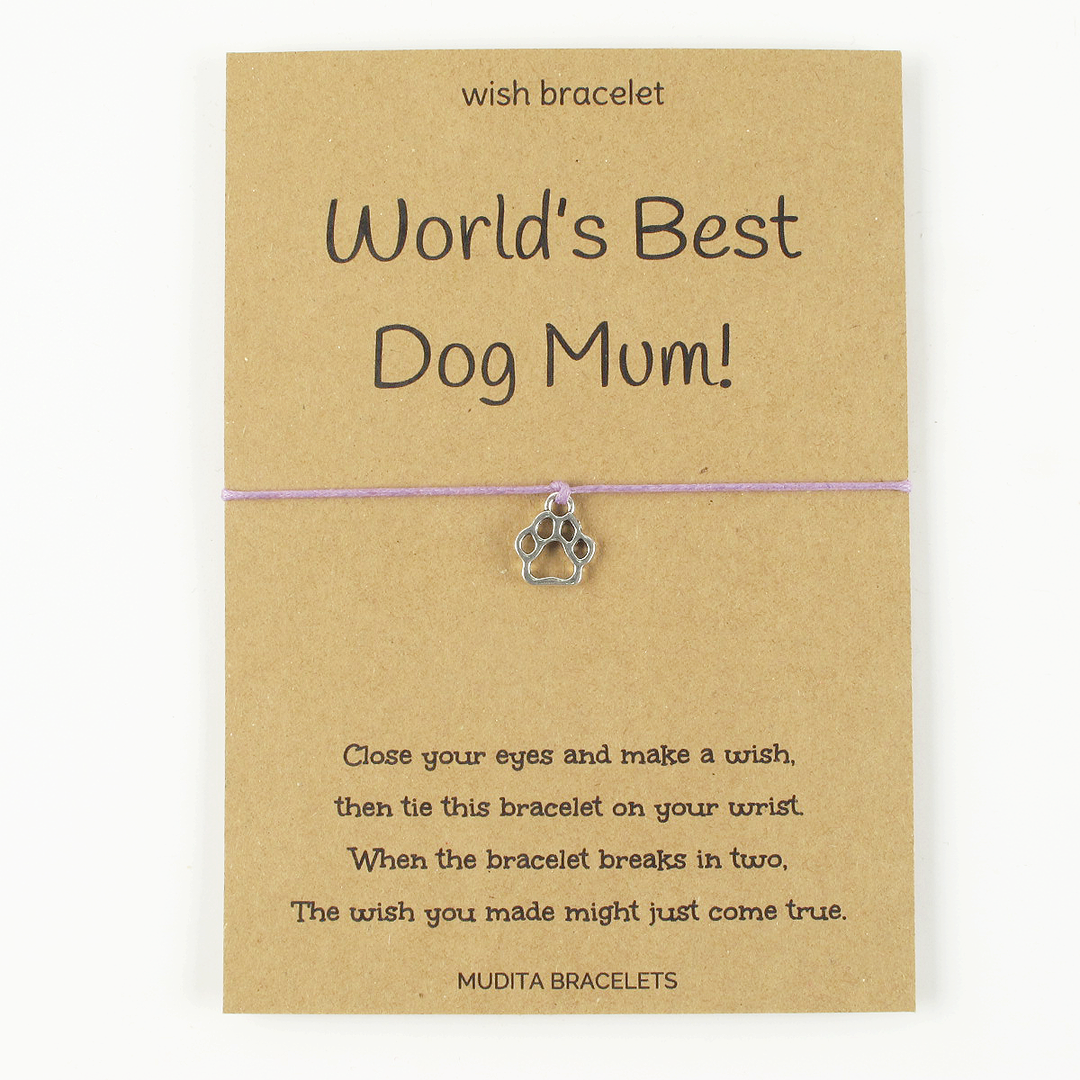 World's Best Dog Mum Paw Charm Wish Bracelet