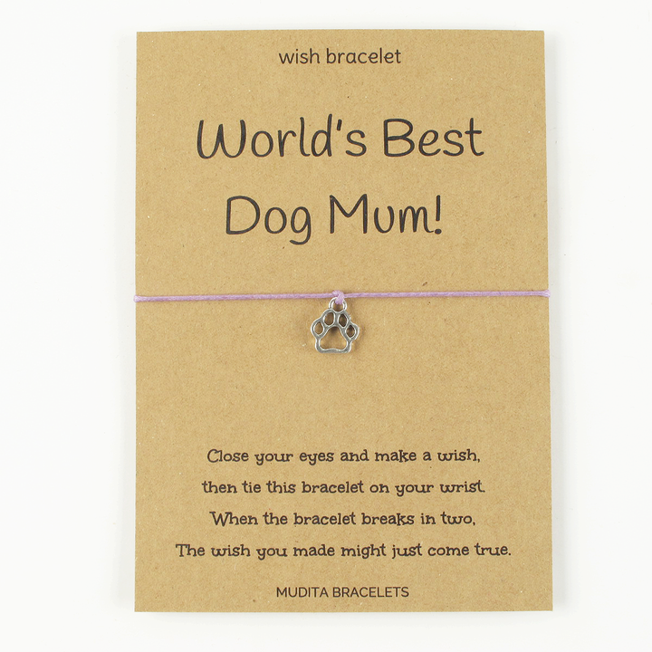 World's Best Dog Mum Paw Charm Wish Bracelet