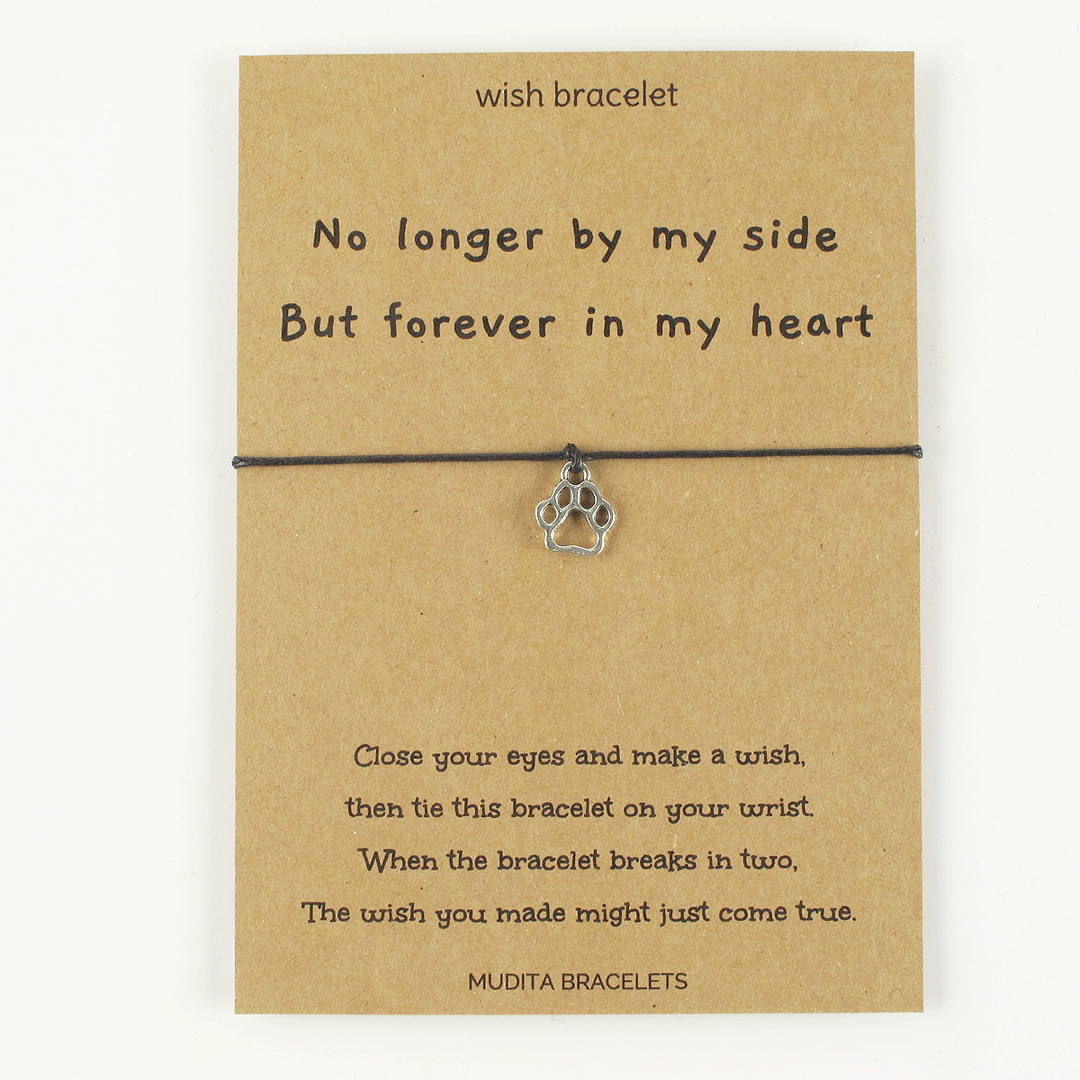 No Longer By My Side Paw Charm Wish Bracelet