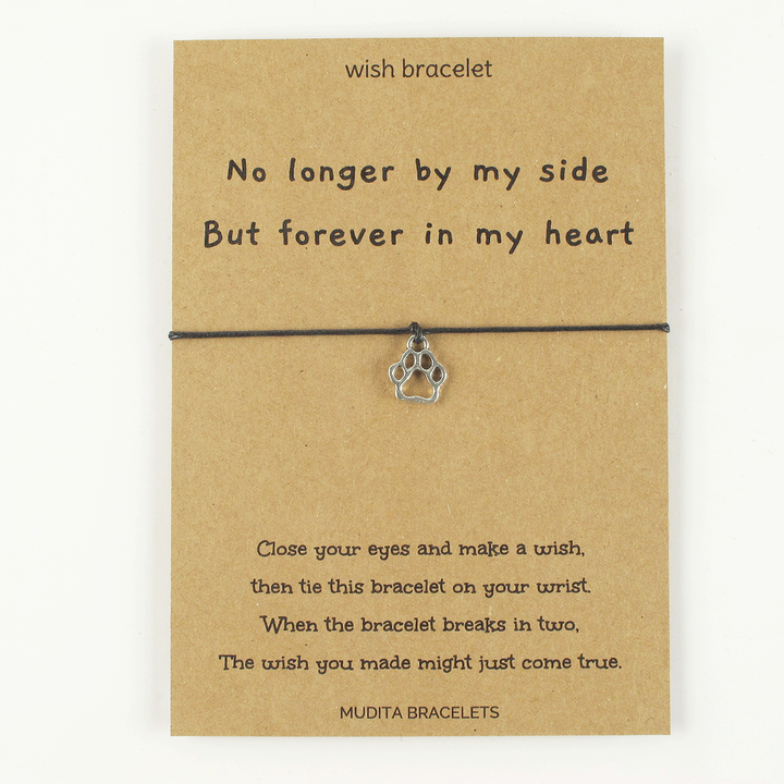 No Longer By My Side Paw Charm Wish Bracelet