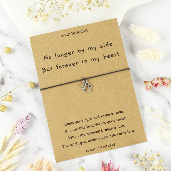 No Longer By My Side Paw Charm Wish Bracelet