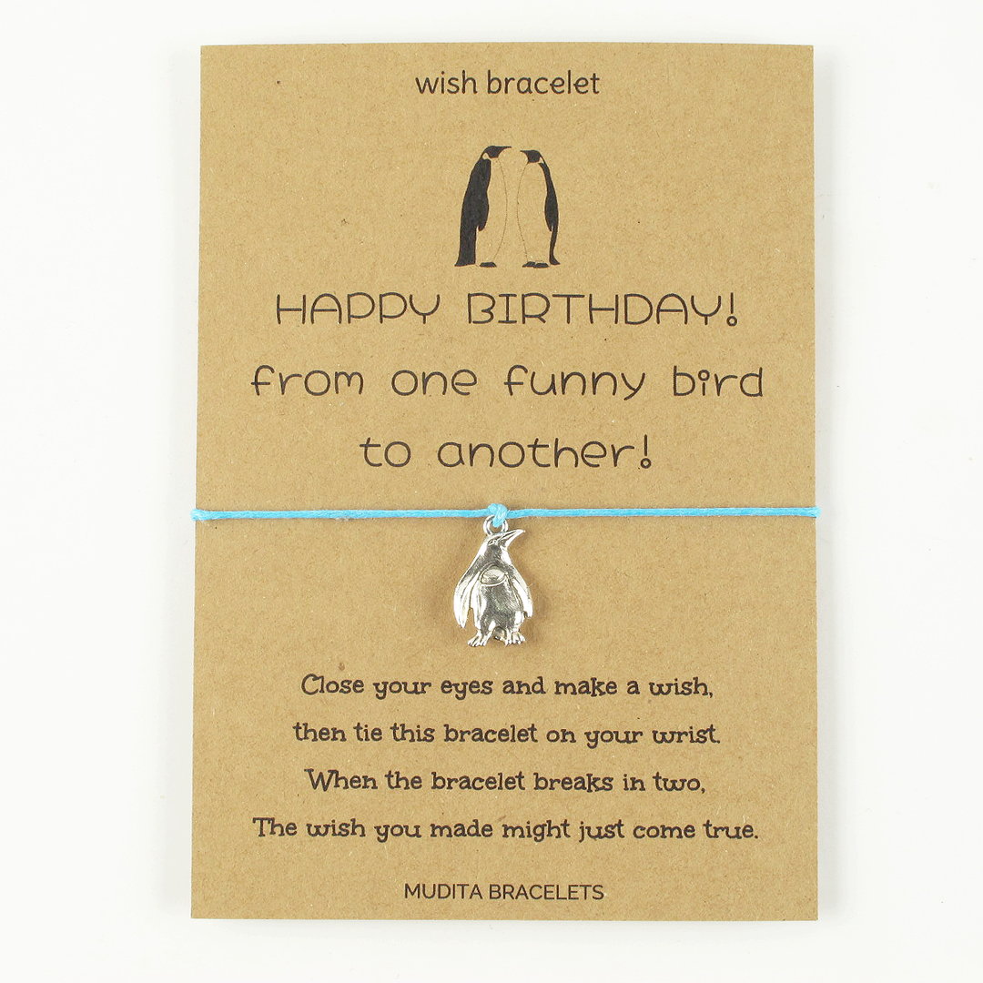 Happy Birthday Penguin Charm Wish Bracelet