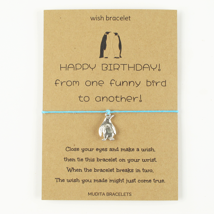 Happy Birthday Penguin Charm Wish Bracelet
