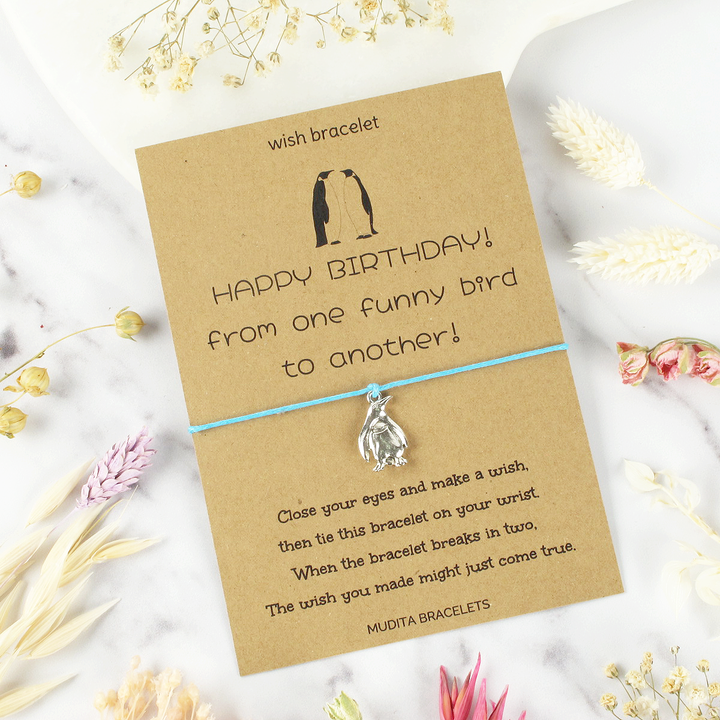 Happy Birthday Penguin Charm Wish Bracelet