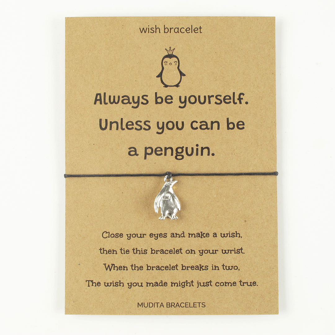 Be Yourself Penguin Charm Wish Bracelet