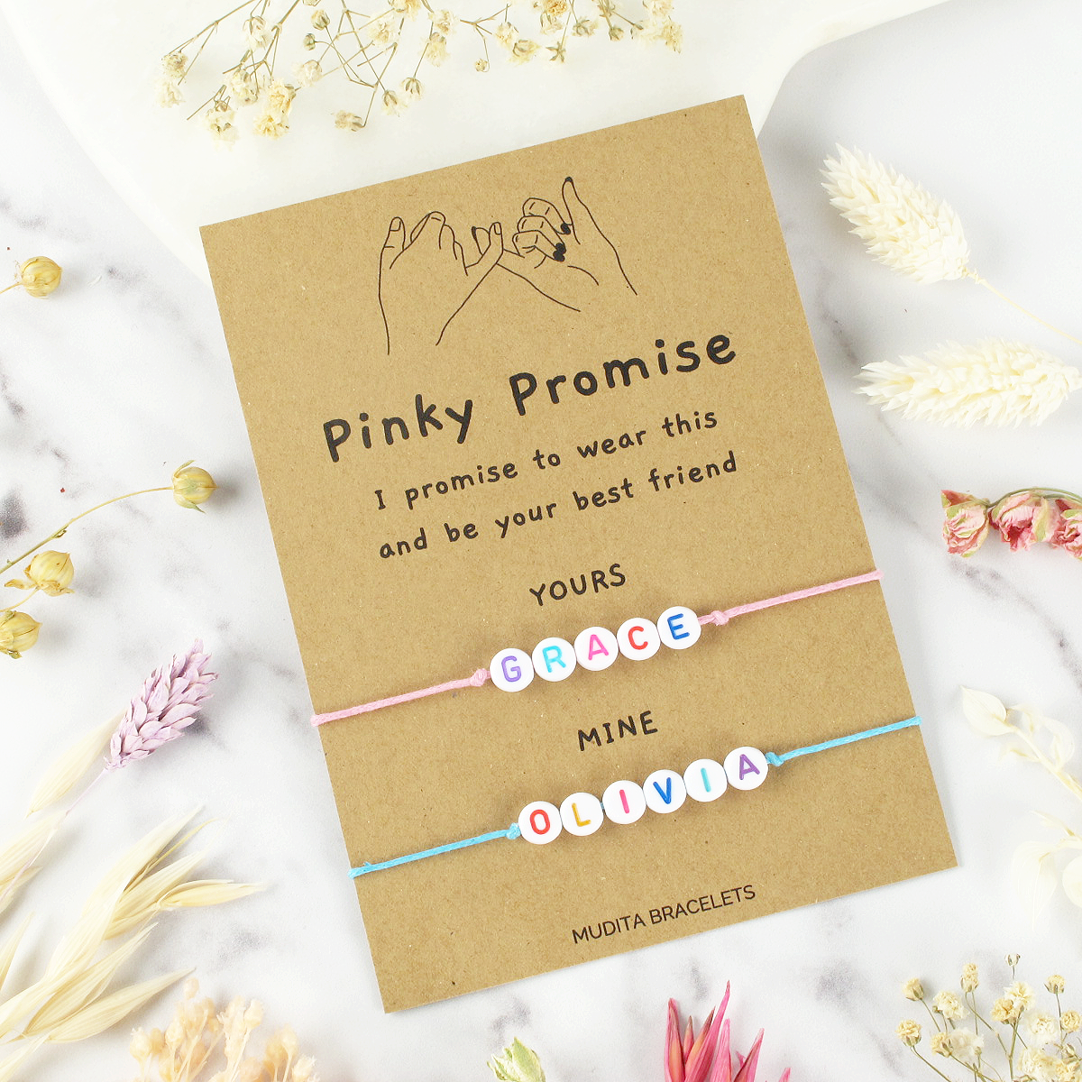 Varieties 2-Piece Pinky Promise Bracelets Friendship Couple Distance  Matching Bracelet Gift for Best Friend Teen Girl