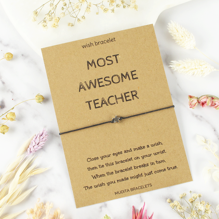Awesome Teacher Star Charm Wish Bracelet