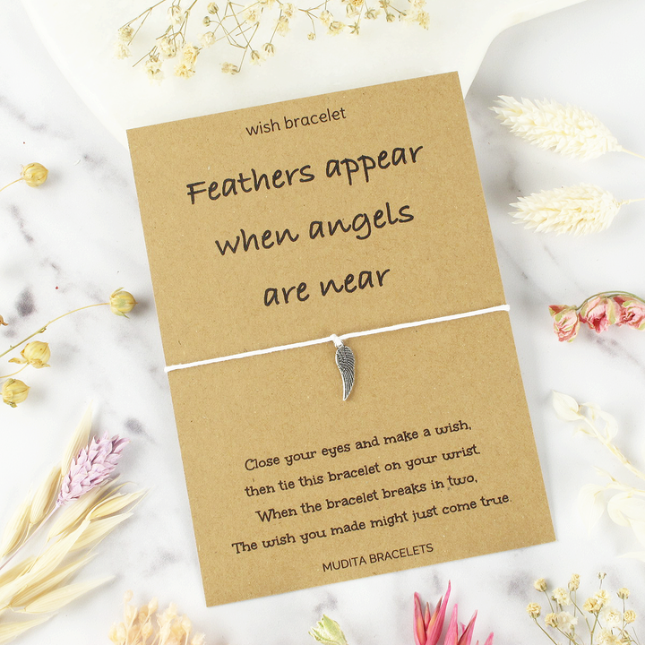 Feathers Appear When Angels Are Near Wish Bracelet