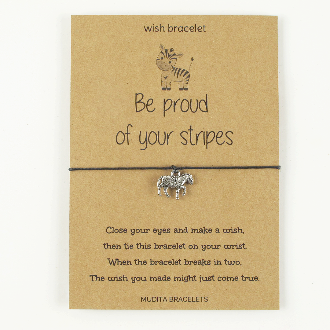 Be Proud Zebra Charm Wish Bracelet
