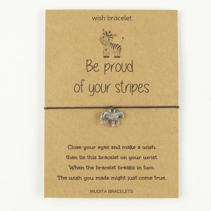 Be Proud Zebra Charm Wish Bracelet