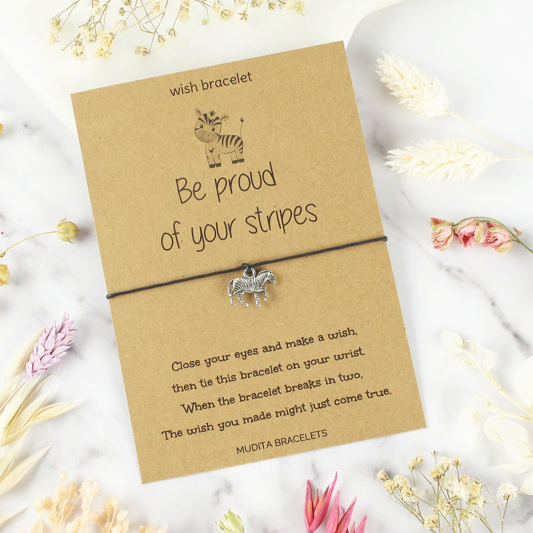Be Proud Zebra Charm Wish Bracelet